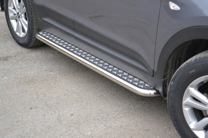Защита порогов с алюм. площадкой Ø51мм (НПС) HYUNDAI Creta 2016-2020 (HCR-16-220336.00)