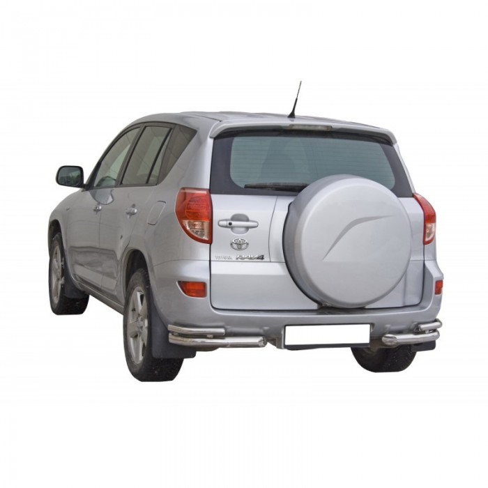 Защита ЗАДНЕГО БАМПЕРА «Уголки двойные» (d.76) TOYOTA RAV IV (арт. 0693 К)