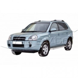 Защита ПОРОГОВ с алюм. листом, нерж. (d63,5) HYUNDAI Tucson (арт. 0636 Н)