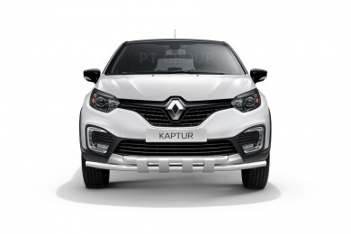 Защита переднего бампера двойная с пластинами Ø63/63мм (НПС) RENAULT Kaptur 2016- (RKA220202)