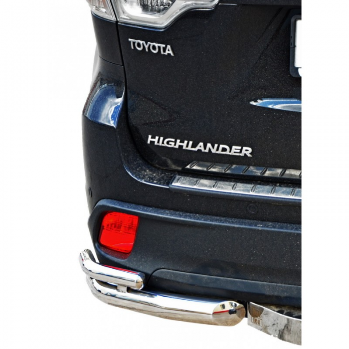 Защита ЗАДНЕГО БАМПЕРА «Уголки двойные» нерж. (d63,5) Toyota HIGHLANDER (арт. 1848 Н)