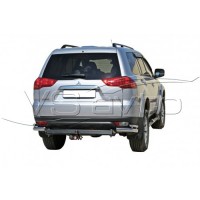 Защита заднего бампера «Уголки двойные» нерж. (d.76) MITSUBISHI Pajero Sport (арт. 1714 Н)