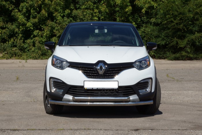 Защита переднего бампера двойная Ø63/63мм (НПС) RENAULT Kaptur 2016- (RKA220201)
