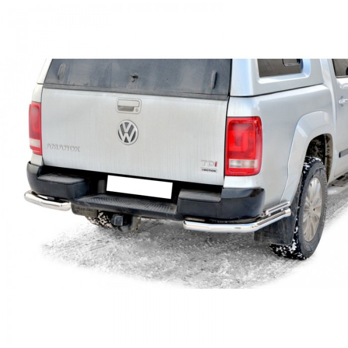 Защита ЗАДНЕГО БАМПЕРА «Уголки двойные» d63,5 КРАШ. Volkswagen AMAROK (арт. 2031 K)