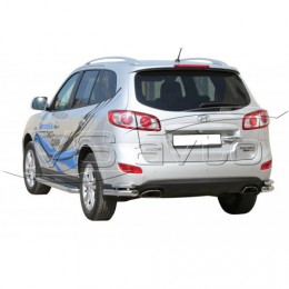 Защита ЗАДНЕГО БАМПЕРА «Уголки двойные» нерж. (d63,5) HYUNDAI Santa-Fe (арт. 1615 Н)