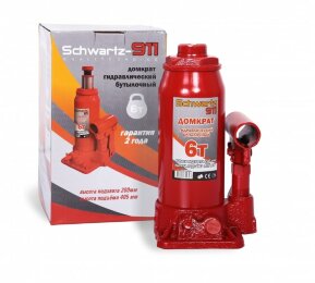 Гидравлический бутылочный домкрат SCHWARTZ-911 6 т. (200-405 мм), картонная коробка