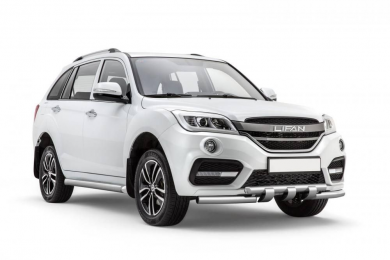 Защита переднего бампера двойная с каплями Ø63/63мм (НПС) LIFAN X60 2017- (14010108)