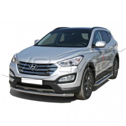 Защита ПОРОГОВ с алюм. листом, нерж. (d63,5) HYUNDAI Santa-Fe с 2012 (арт. 1707 Н)