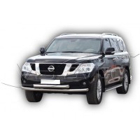 Защита ПЕРЕДА «Труба двойная» нерж. (d.76) NISSAN Patrol (арт. 1603 Н)