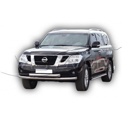 Защита ПЕРЕДА «Труба двойная» нерж. (d.76) NISSAN Patrol (арт. 1603 Н)