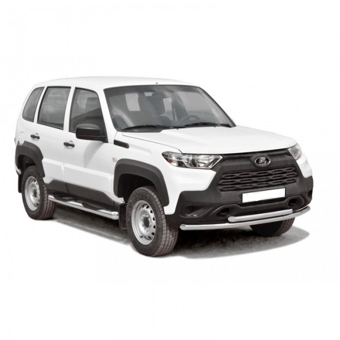 Защита переда «Труба двойная» без коробочек, нерж. (d51/d51) NIVA Travel (арт. 0264)
