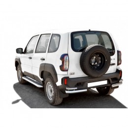 Защита заднего бампера «Уголки двойные Люкс» нерж. (d63.5) NIVA Travel (арт. 0273)