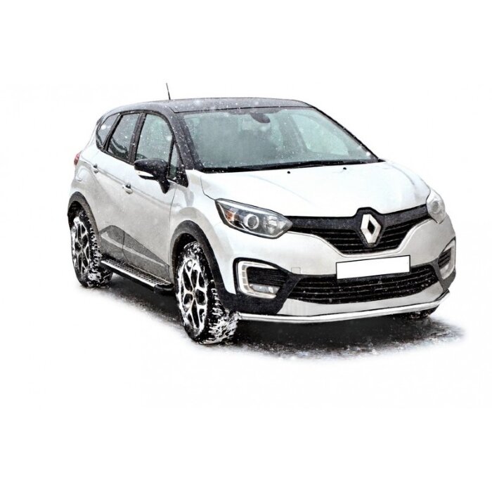 ПОРОГИ «БУМЕР» алюминиевые с резинкой Renault Kaptur (арт. 1978)