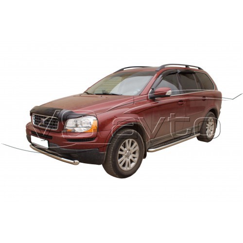 Защита ПОРОГОВ с алюм. листом нерж. (d63,5) VOLVO XC90 (арт. 1625 Н)