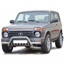 Защита переда «Акула» с усами и доп. защитой двигателя, нерж. (d63,5) Urban 4x4 (арт.1318)