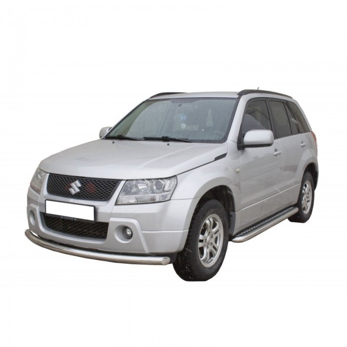 Защита ПОРОГОВ с алюм. листом, d63,5 SUZUKI Grand Vitara НЕРЖ.