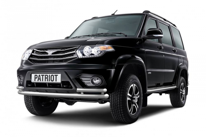 Защита переднего бампера двойная с углами Ø63/51мм (НПС) UAZ Patriot 2014-