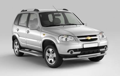 Защита порогов с алюм. фигурной площадкой Ø63мм (ППК) CHEVROLET Niva 2009-2020/ LADA Niva 2020-/ LADA Niva Travel 2021-