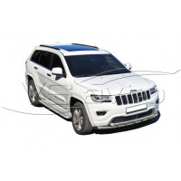 Защита ПОРОГОВ с алюм. листом, нерж. (d.63,5) Jeep GRAND CHEROKEE (арт. 1773 Н)