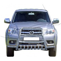 Защита ПЕРЕДА «Высокая с усами» с доп. защитой двигателя Mazda BT-50 pickup (арт. 1747 К)