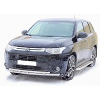 Защита ПЕРЕДА «Труба двойная» d63,5 Mitsubishi OUTLANDER НЕРЖ