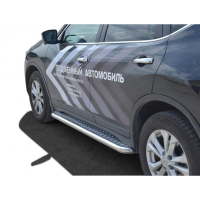 Защита ПОРОГОВ с алюм. наклад/ d63,5 Nissan X-trail НЕРЖ
