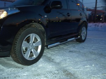 Защита ПОРОГОВ «Труба с проступью» (d.76) PEUGEOT 4007 (арт. 0660 К)