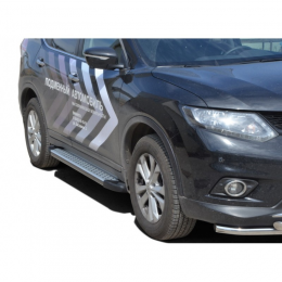 ПОРОГИ «БУМЕР» АЛЮМИНИЕВЫЕ с резинкой Nissan X-trail (арт. 1994)