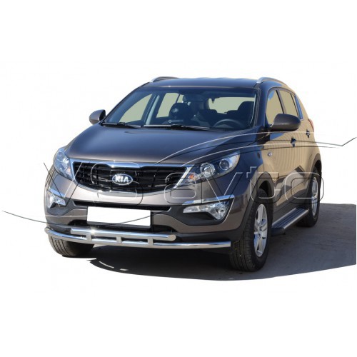 Защита ПЕРЕДА «Труба двойная» нерж. (d.51) Kia SPORTAGE (арт. 1800 Н)