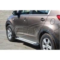 Пороги «БУМЕР» алюминиевые с резинкой Kia SPORTAGE (арт. 1801)