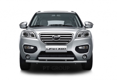 Защита переднего бампера двойная Ø63/51мм (НПС) LIFAN X60 с 2012 по 2016 (14010102)