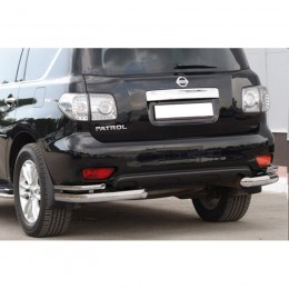 Защита заднего бампера «Уголки двойные» нерж. (d.76) NISSAN Patrol (арт. 1605 Н)