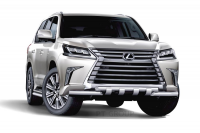 Защита переднего бампера двойная с зубьями 63/63мм (НПС) LEXUS 450D с 2015 (18010103)