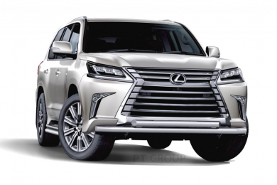 Защита переднего бампера двойная Ø63/63мм (НПС) LEXUS 450D с 2015