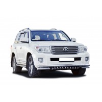 Защита ПЕРЕДА «Труба двойная» с доп. защитой двигателя, нерж. (d63,5) Toyota Land Cruiser 200 (арт. 1899 H)