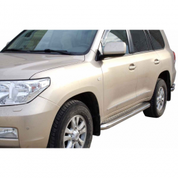 Защита ПОРОГОВ с алюм. листом, нерж. (d63,5) TOYOTA Land Cruiser 200 (арт. 0664 Н)