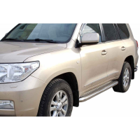 Защита ПОРОГОВ с алюм. листом, нерж. (d63,5) TOYOTA Land Cruiser 200 (арт. 0664 Н)