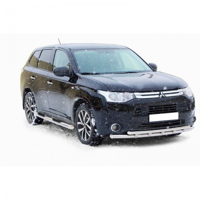 Защита ПОРОГОВ «Труба с проступью» d76 MITSUBISHI Outlander ОКРАШ.
