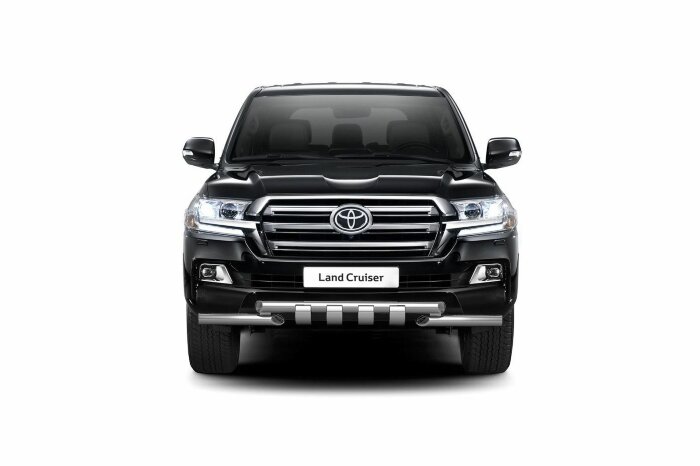 Защита переднего бампера двойная с зубьями Ø63/63мм (НПС) TOYOTA LAND CRUISER 200 2014- (TLC220202)