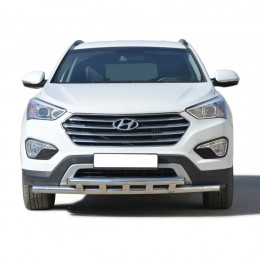 Защита ПЕРЕДА «Труба двойная» нерж. (d63,5) Hyundai Grand Santa-Fe (арт. 1850 Н)