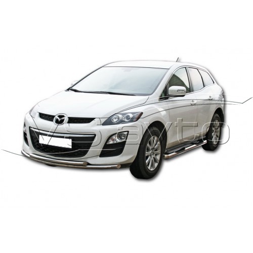 Защита ПЕРЕДА «Труба двойная» нерж. (d63,5) MAZDA CX-7 (арт. 1730 Н)