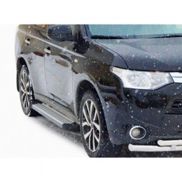 Пороги «БУМЕР» алюминиевые с резинкой Mitsubishi OUTLANDER (арт. 1826)