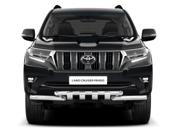 Защита переднего бампера двойная с зубьями Ø63/63мм (НПС) TOYOTA LAND CRUISER PRADO 150 2017- (TPR220204)