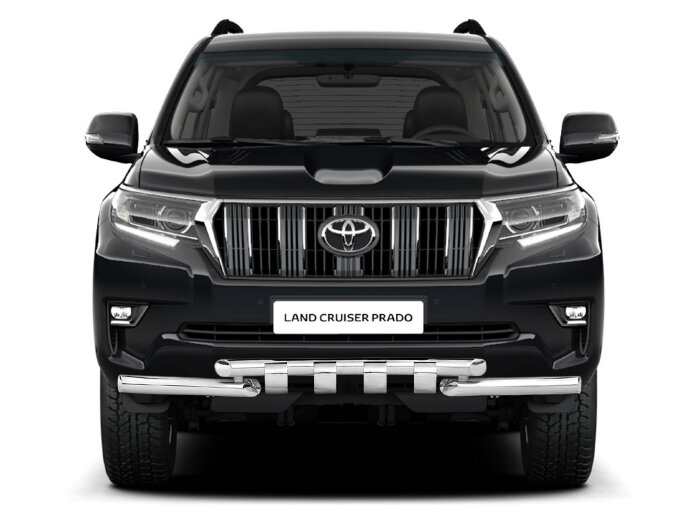 Защита переднего бампера двойная с зубьями Ø63/63мм (НПС) TOYOTA LAND CRUISER PRADO 150 2017- (TPR220204)