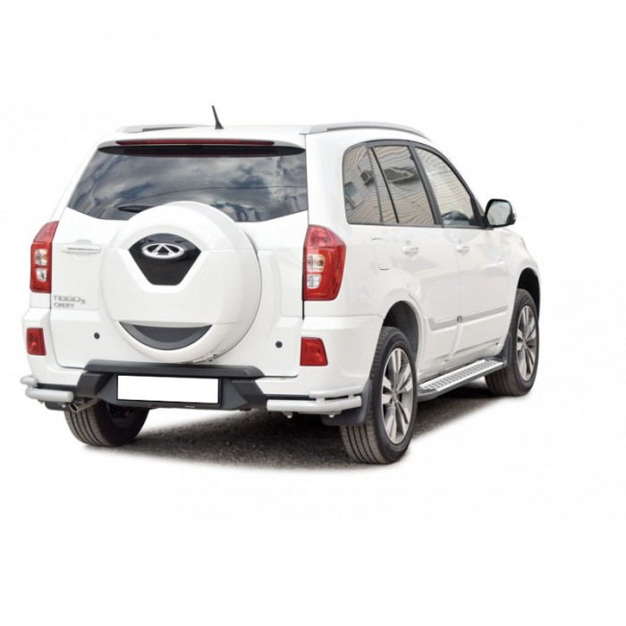 Защита заднего бампера «Уголки двойные» (d63,5) Chery TIGGO 3 (арт. 2002 K)