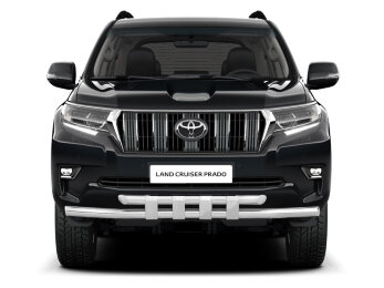 Защита переднего бампера двойная с пластинами Ø63/63мм (НПС) TOYOTA LAND CRUISER PRADO 150 2017- (TPR220206)