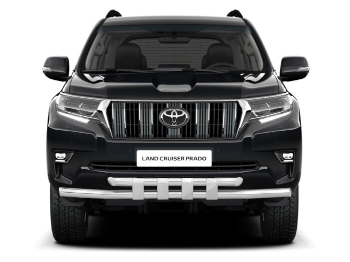 Защита переднего бампера двойная с пластинами Ø63/63мм (НПС) TOYOTA LAND CRUISER PRADO 150 2017- (TPR220206)