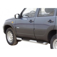 Пороги «Труба Люкс» с проступью, 2123 «Шеви» RS, Niva Travel (арт. 0194 RS)