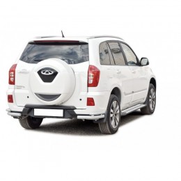 Защита заднего бампера «Уголки двойные», нерж. (d63,5) Chery TIGGO 3 (арт. 2002 H)