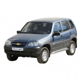 Пороги с алюм. листом, нерж. (d63.5) 2123 «Шеви» RS, Niva Travel (арт. 0226RS) 